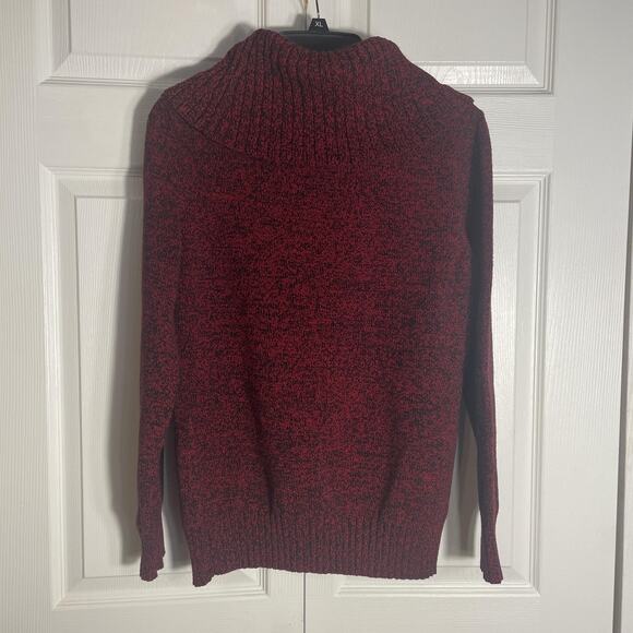 Vtg Y2K Lauren Ralph Lauren Sweater Women XL Red Black Cowl Neck Marled Pullover - Picture 3 of 14